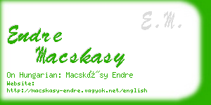 endre macskasy business card